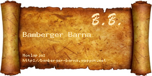 Bamberger Barna névjegykártya